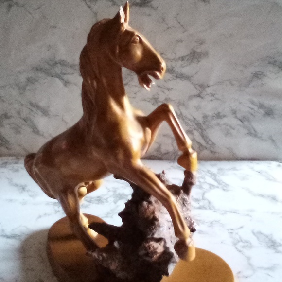 Vintage Mid- century Modern Large Hand carved Wood Rearing Horse Stallion Statue - Picture 4 of 16